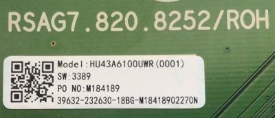 KIT DE TARJETAS PARA TV HISENSE / MAIN 232630 / RASG7.820.82552/ROH / 39632 / M18418902270N / M184189 / FUENTE 222684 / RSAG7.820.7748/ROH / HLL-4360WE / TJ084D18BE40V / T-CON 44-9771406O / 47-6021196 / JHD425S1U71\S0\FM\ROH / MODELO HU43A6100UWR - Imagen 3
